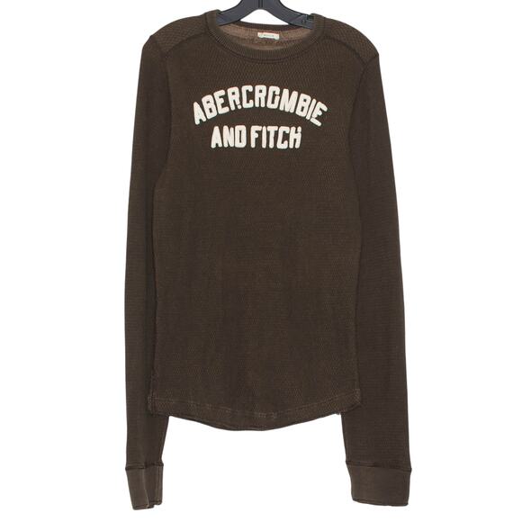 Abercrombie Shirt Muscle Spell Out Y2K Grunge Preppy Academia Casual Brown Small - Picture 1 of 11